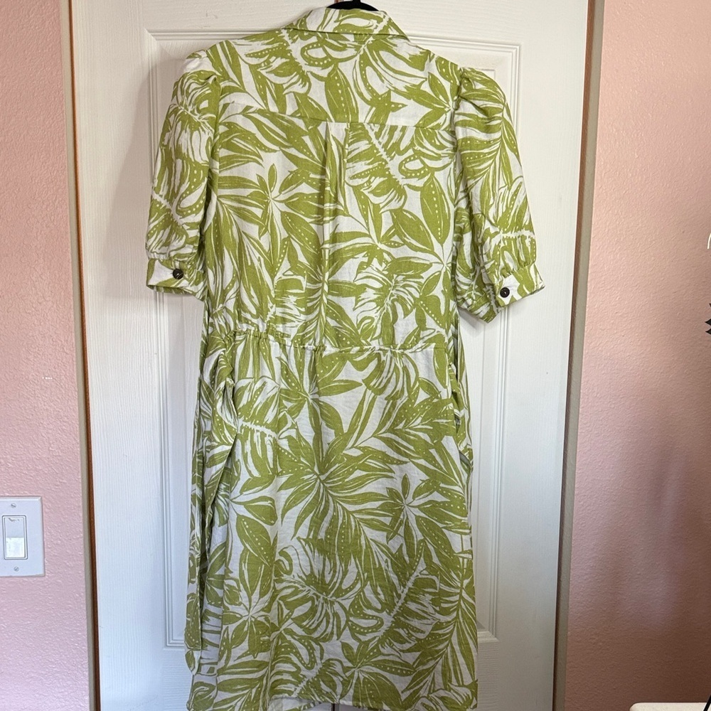 Rachel Parcell Green Leaf Print Mini Dress with waist ties size S - Picture 10 of 13